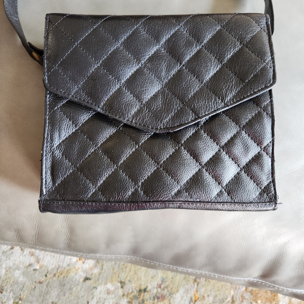 Pier 1 Black Quilted Crossbody Bag